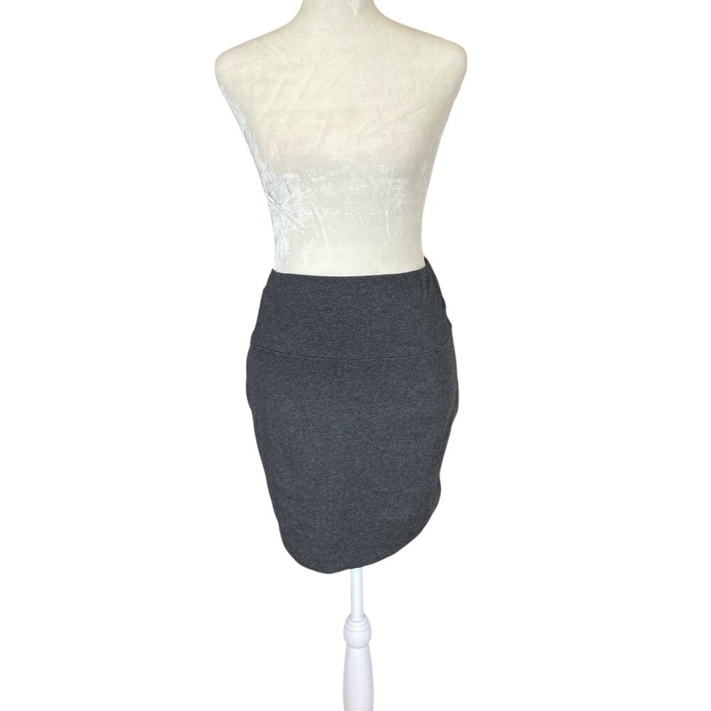 Ambiance Apparel women's size large dark gray stretchy pull on knit mini skirt
